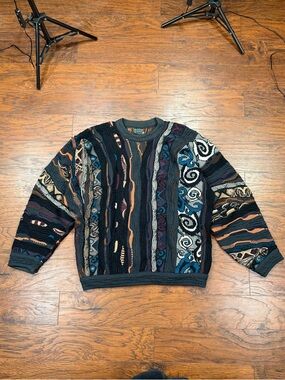 COOGI Multicolor Textured Crewneck Sweater - Black, Blue, Purple, Teal, Brown